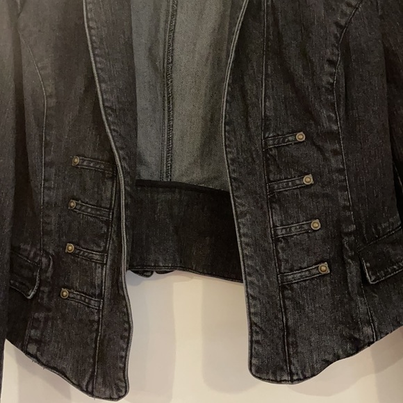 Apostrophe Stone Washed Open Front Distressed Jacket Large - Picture 2 of 4